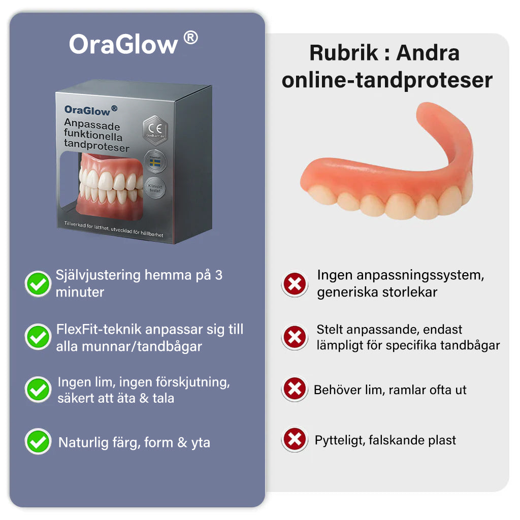 🌈 OraGlow ®  Anpassade Funktionsproteser – Kliniskt testade komfortproteser | Tillverkade i Sverige | CE-märkta 🦷